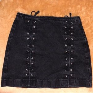 Denim Double Lace Up Skirt